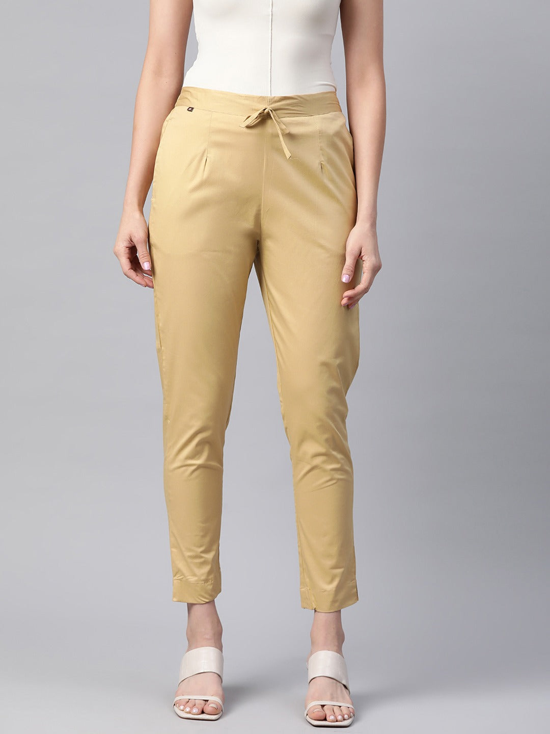 Cotton Lycra Fabric Beige Color Trouser