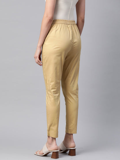 Cotton Lycra Fabric Beige Color Trouser