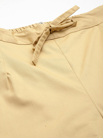 Cotton Lycra Fabric Beige Color Trouser