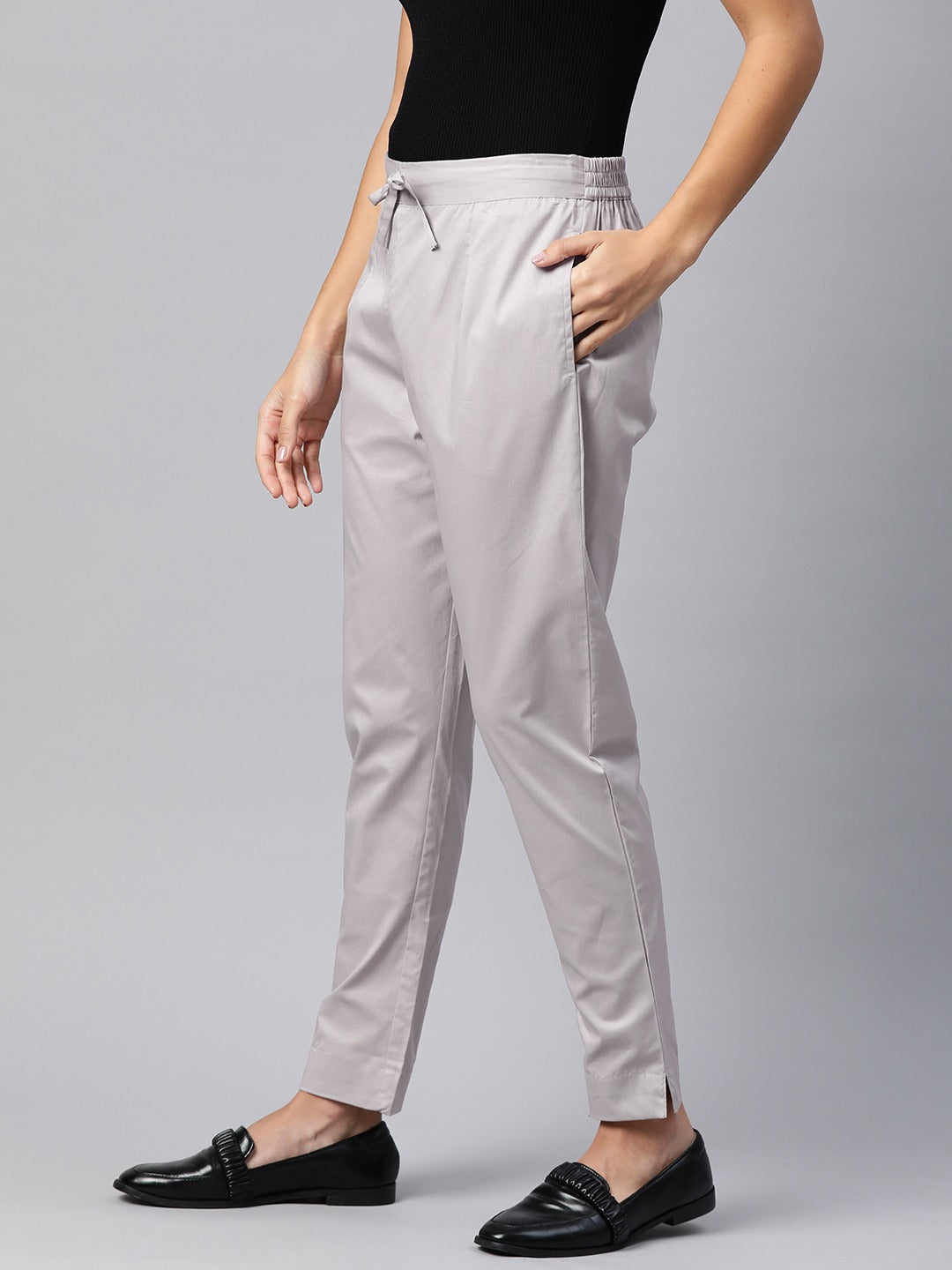 Cotton Lycra Fabric Grey Color Trouser