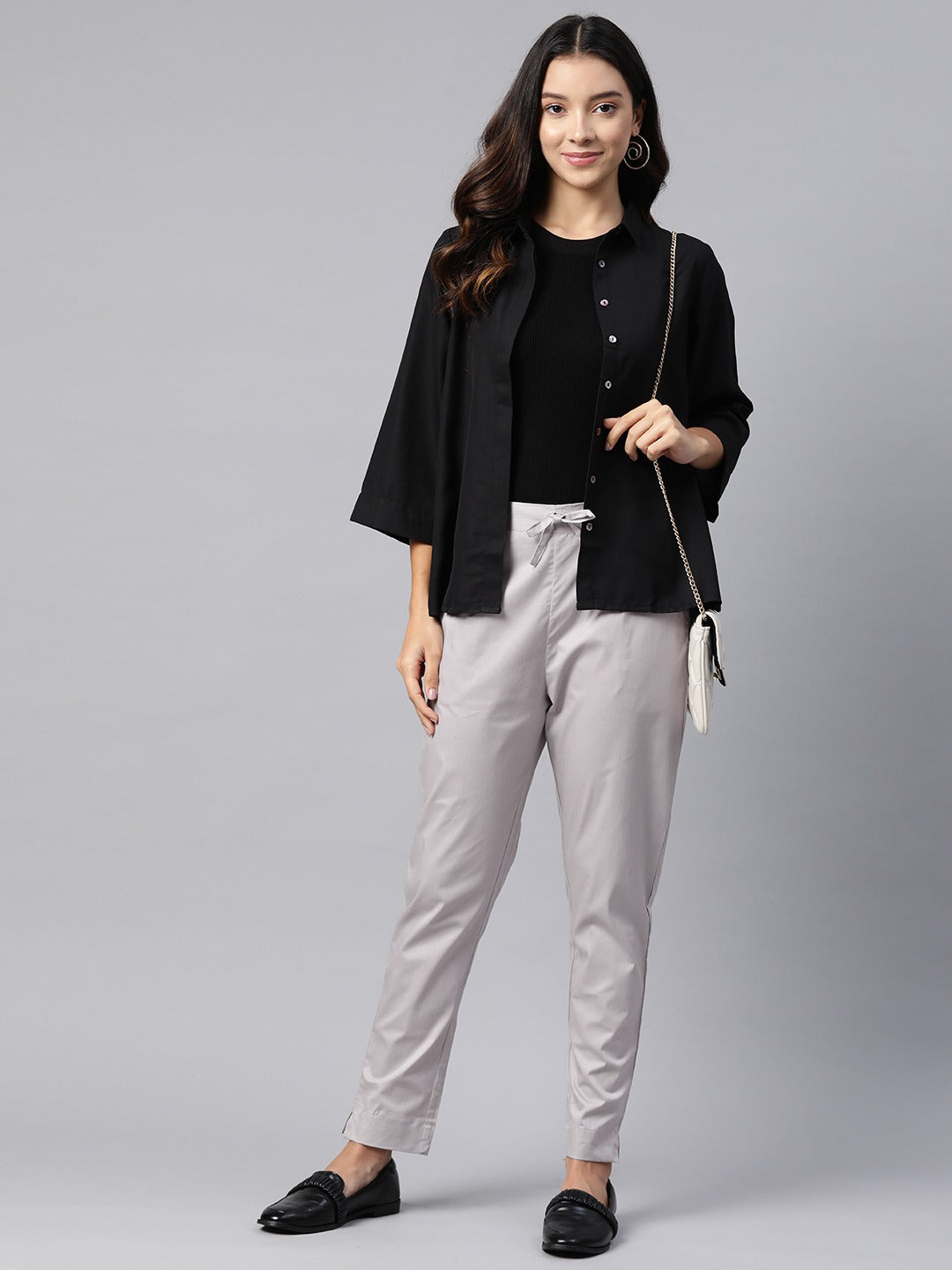 Cotton Lycra Fabric Grey Color Trouser