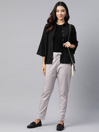 Cotton Lycra Fabric Grey Color Trouser