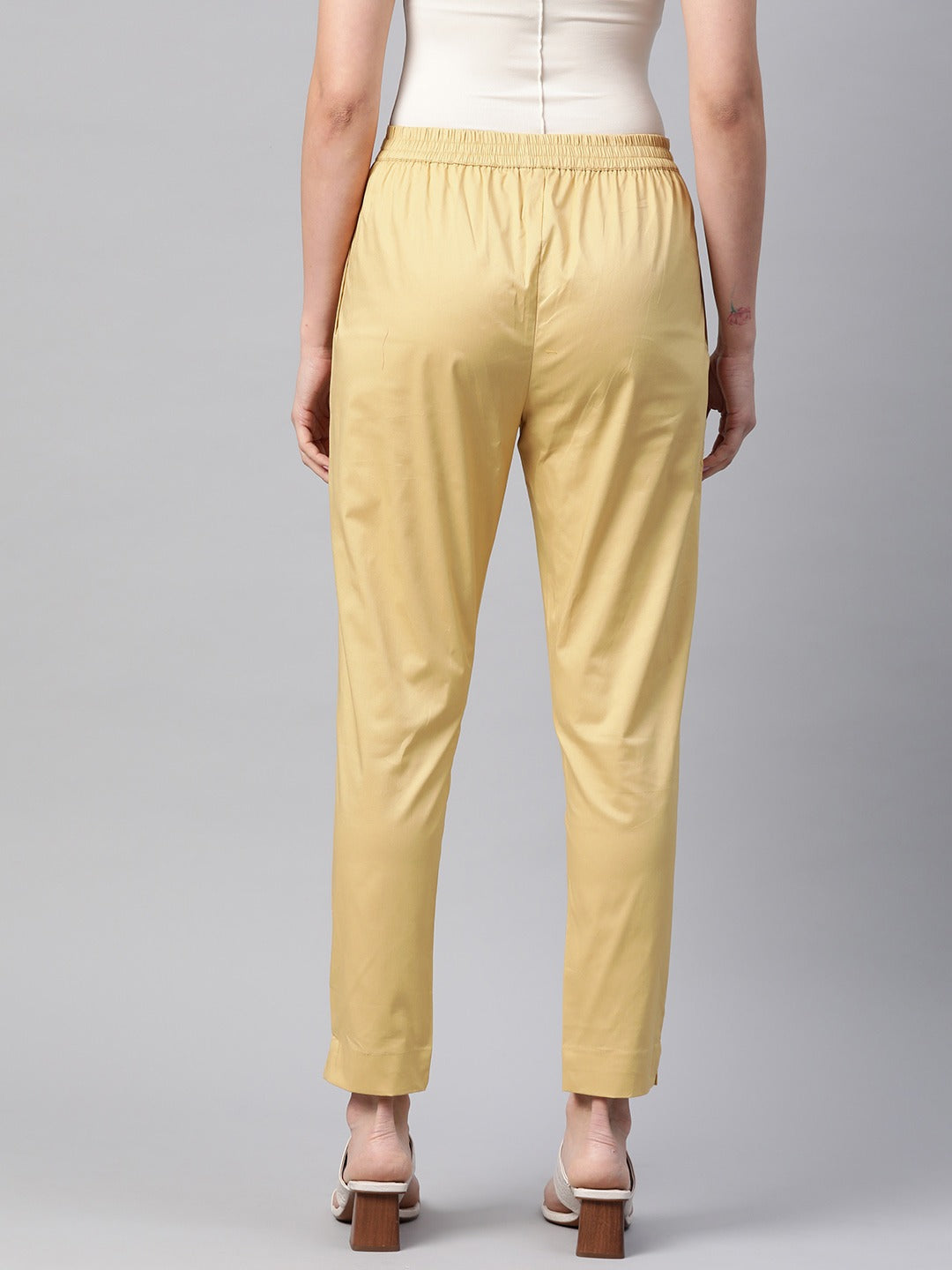 Cotton Lycra Fabric Yellow Color Trouser