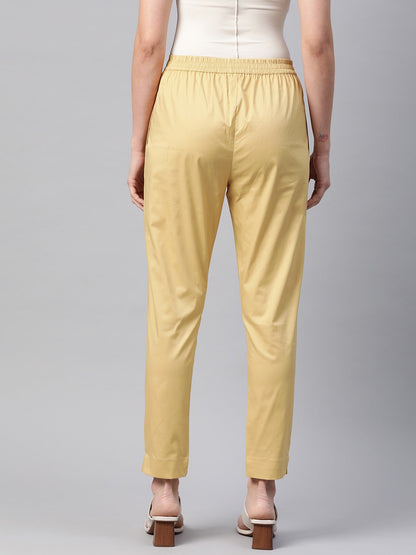 Cotton Lycra Fabric Yellow Color Trouser