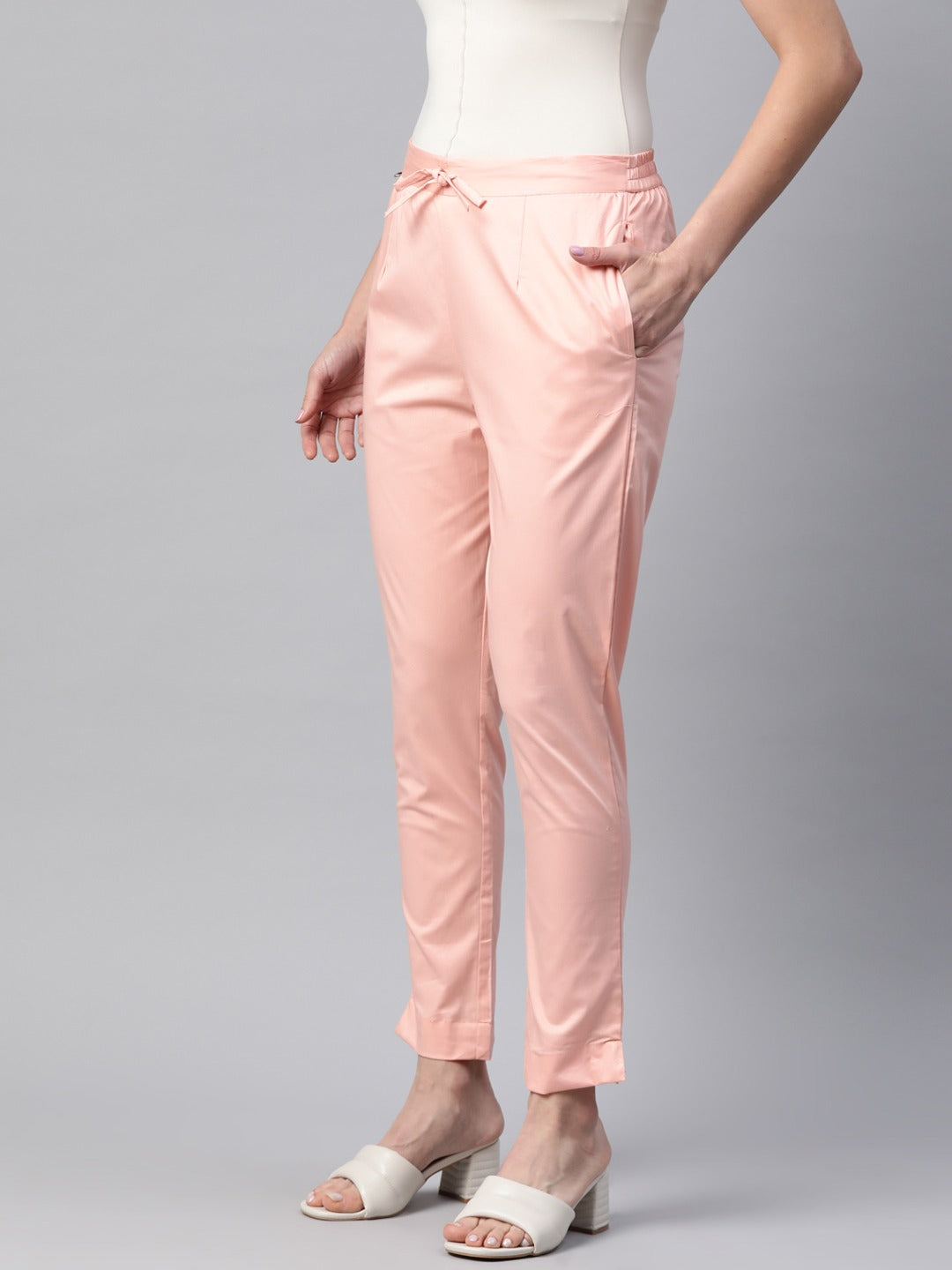 Buy The Dapper Lady High-Rise Flared Pants | Pink Color Women | AJIO LUXE
