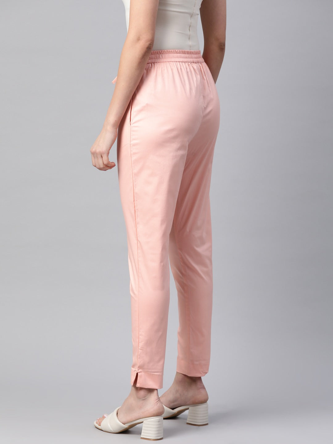 Cotton Lycra Fabric Pink Color Trouser