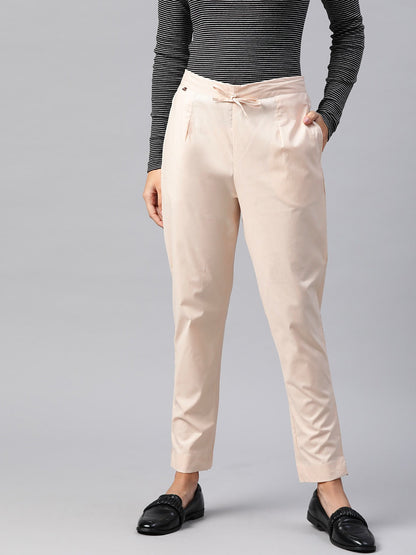 Cotton Lycra Fabric Cream Color Trouser