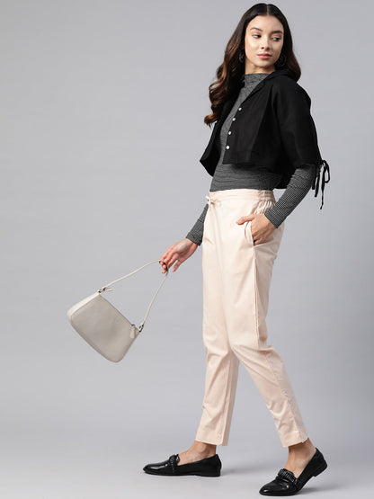 Cotton Lycra Fabric Cream Color Trouser