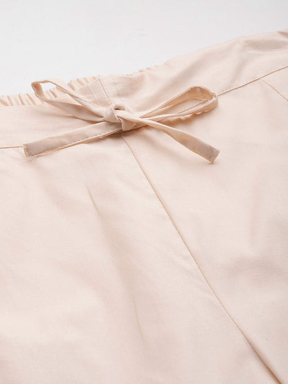 Cotton Lycra Fabric Cream Color Trouser