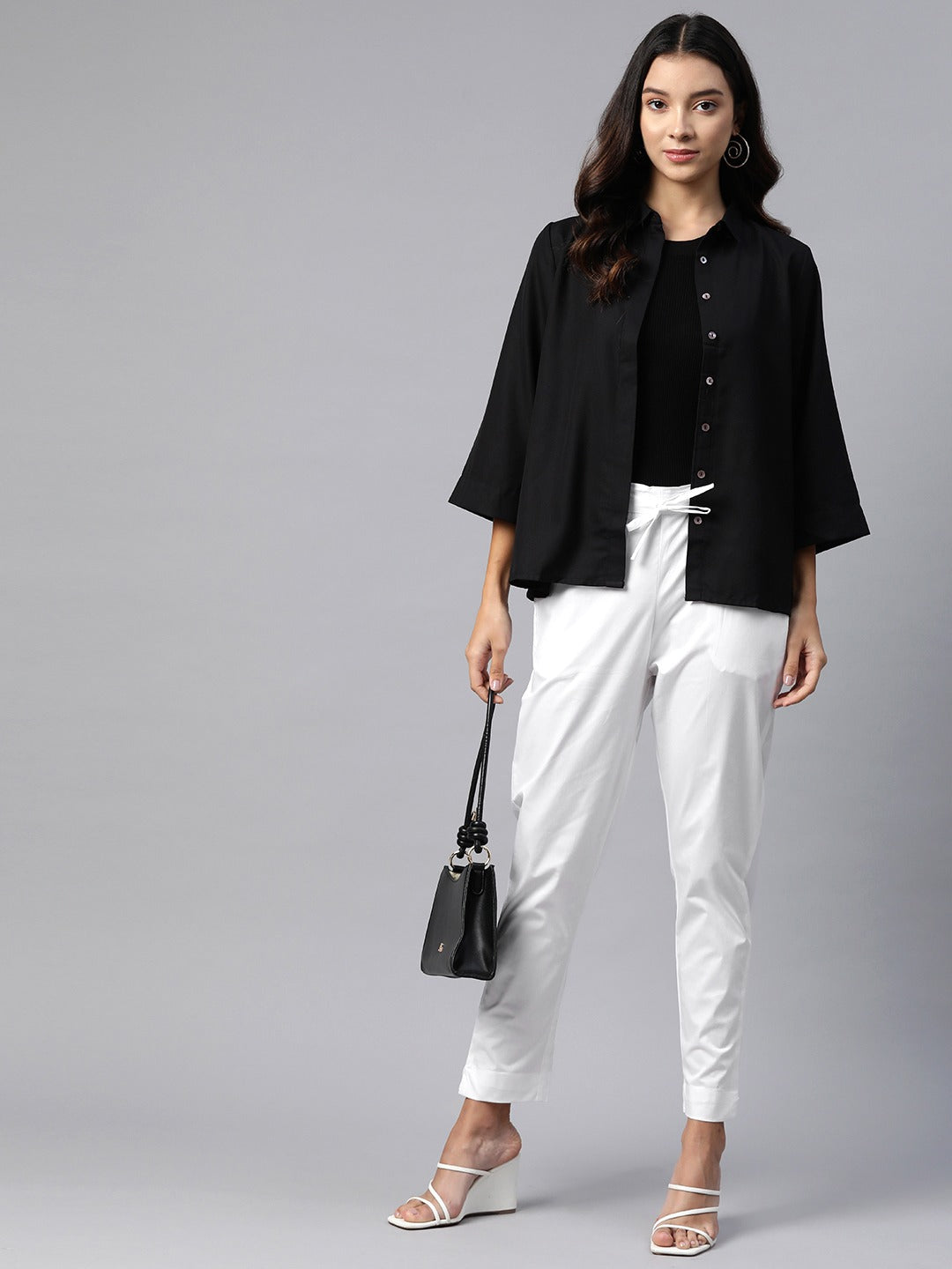 Cotton Lycra Fabric White Color Trouser