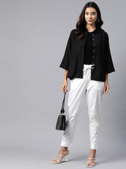 Cotton Lycra Fabric White Color Trouser