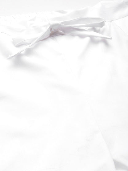 Cotton Lycra Fabric White Color Trouser