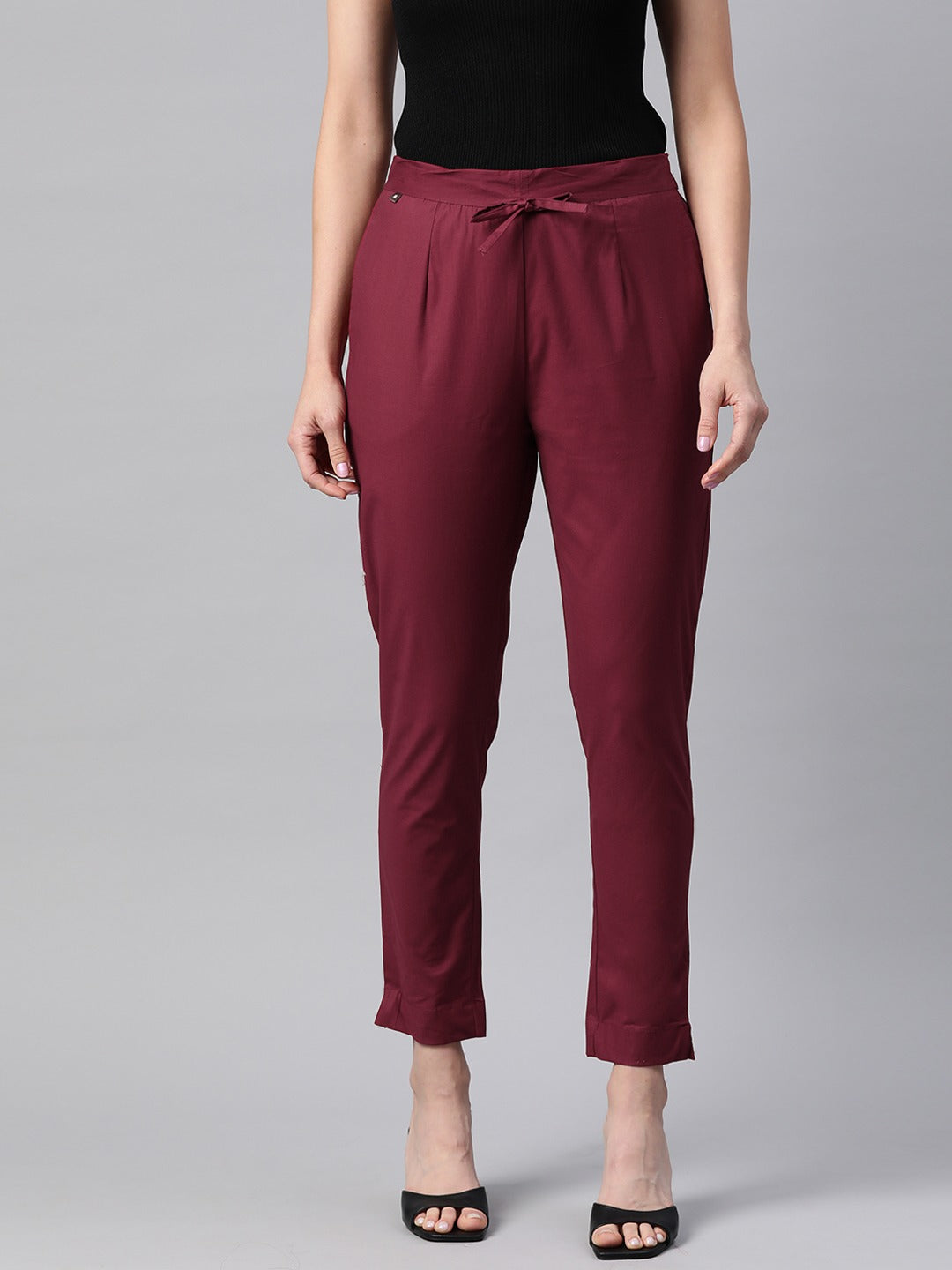 Cotton Lycra Fabric Maroon Color Trouser