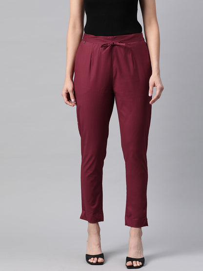Cotton Lycra Fabric Maroon Color Trouser