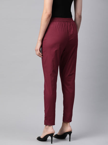 Cotton Lycra Fabric Maroon Color Trouser