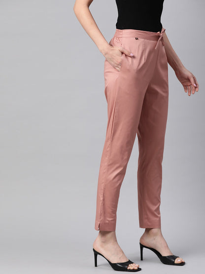 Cotton Lycra Fabric Peach Color Trouser