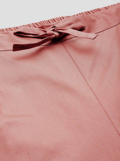 Cotton Lycra Fabric Peach Color Trouser