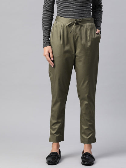 Cotton Lycra Fabric Olive Color Trouser
