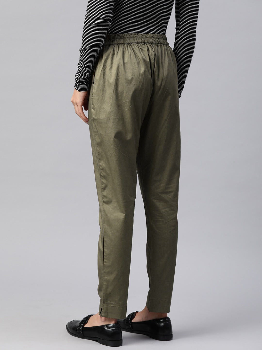 Cotton Lycra Fabric Olive Color Trouser