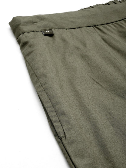Cotton Lycra Fabric Olive Color Trouser