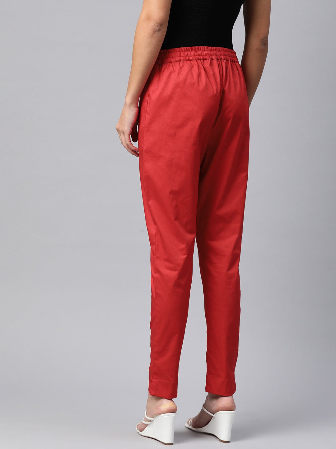 Cotton Lycra Fabric Red Color Trouser
