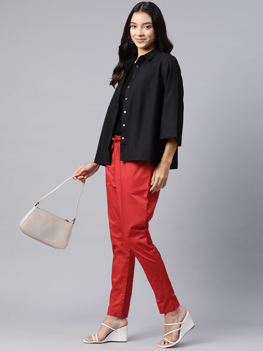 Cotton Lycra Fabric Red Color Trouser