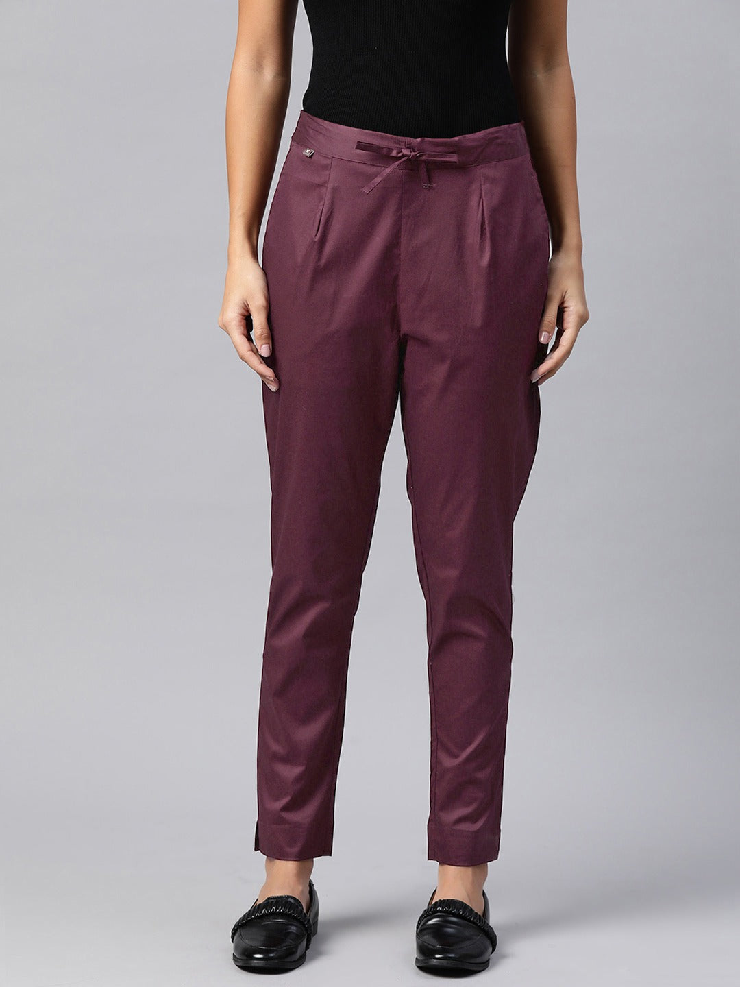 Cotton Lycra Fabric Burgundy Color Trouser