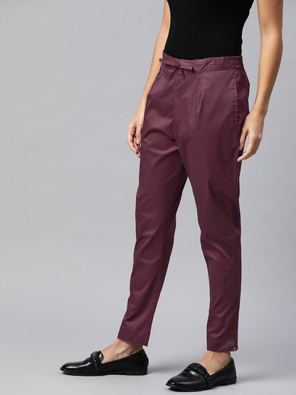 Cotton Lycra Fabric Burgundy Color Trouser