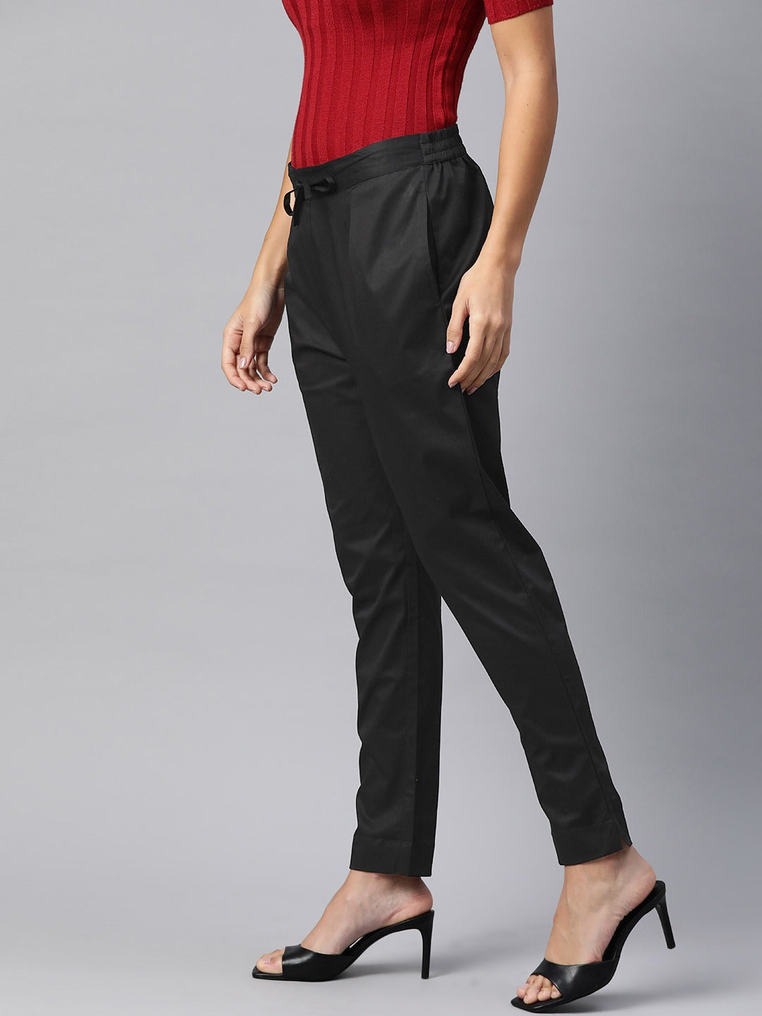 Cotton Lycra Fabric Black Color Trouser