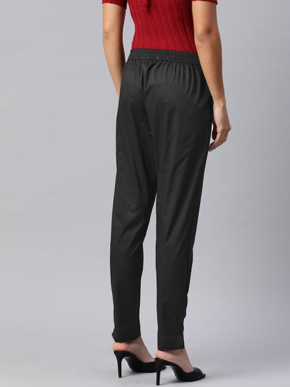 Cotton Lycra Fabric Black Color Trouser