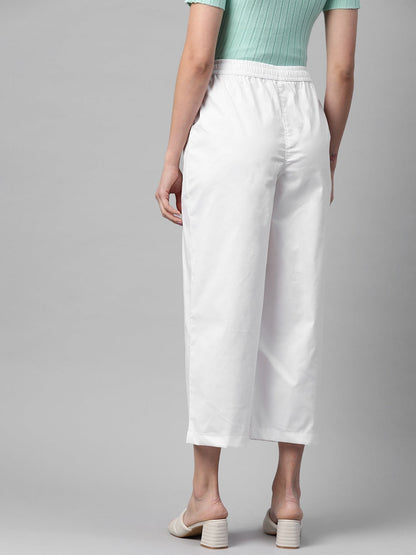 Cotton Lycra Fabric White Color Trouser