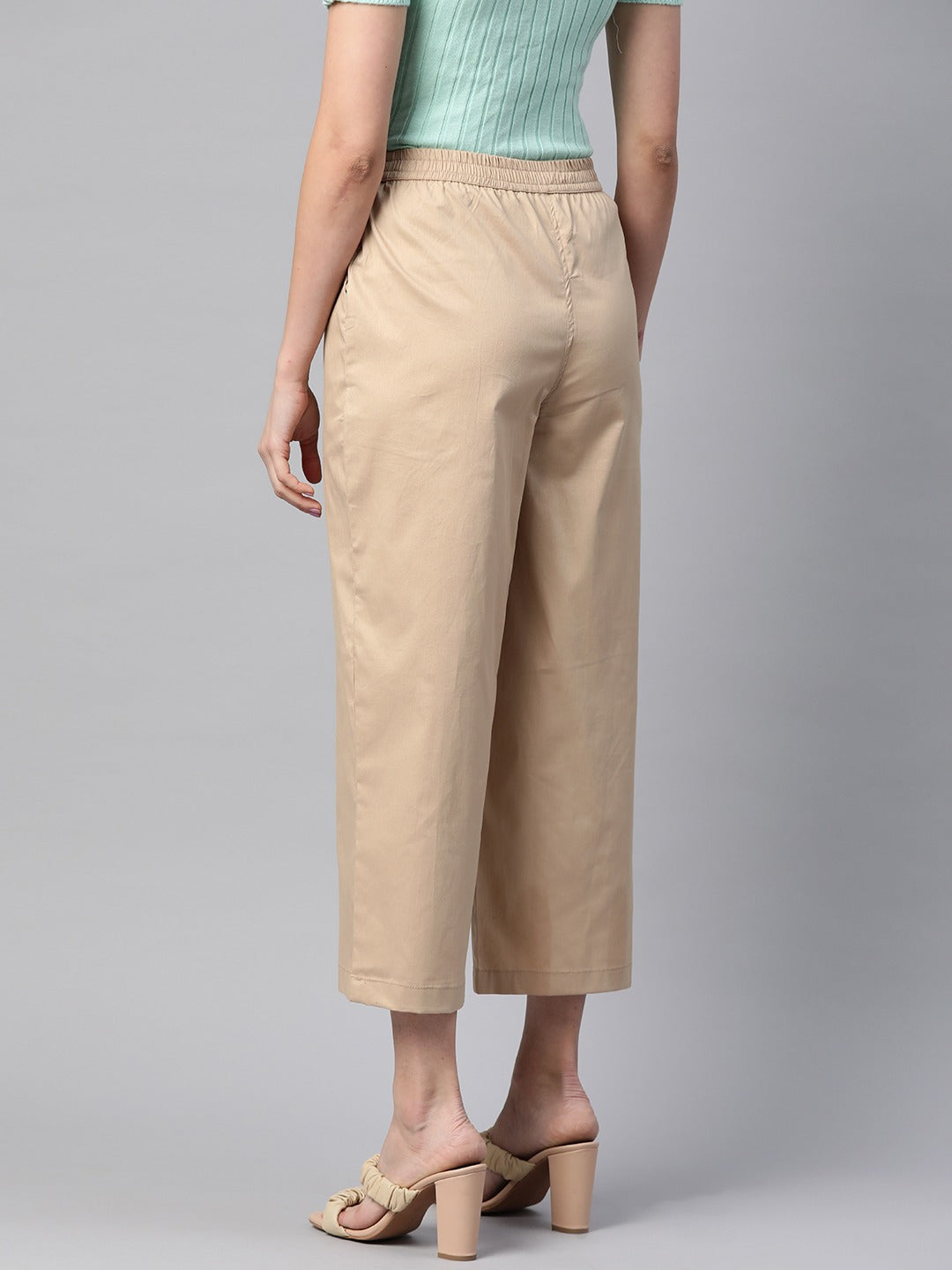 Cotton Lycra Fabric Beige Color Trouser