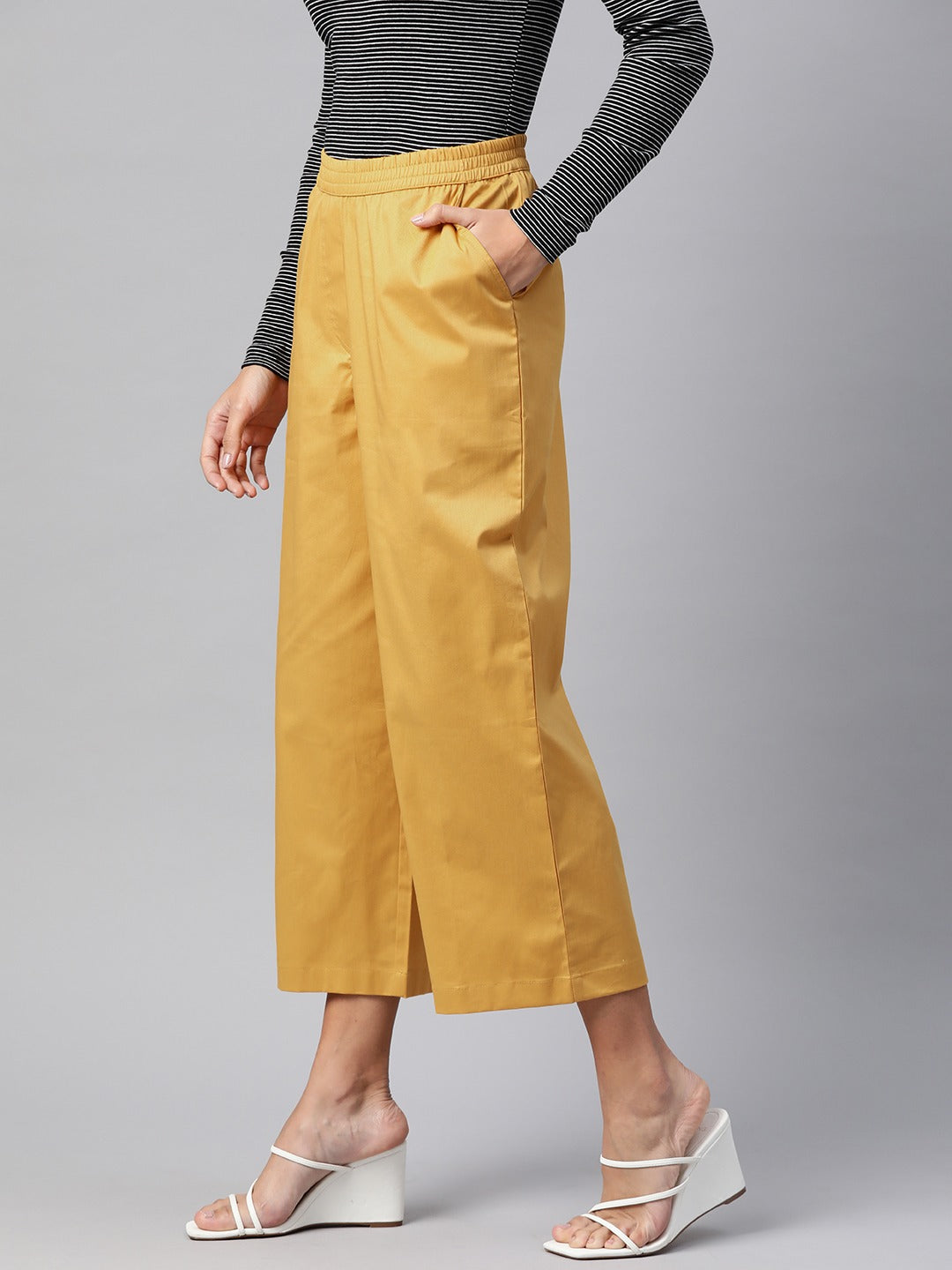 Cotton Lycra Fabric Mustard Color Trouser