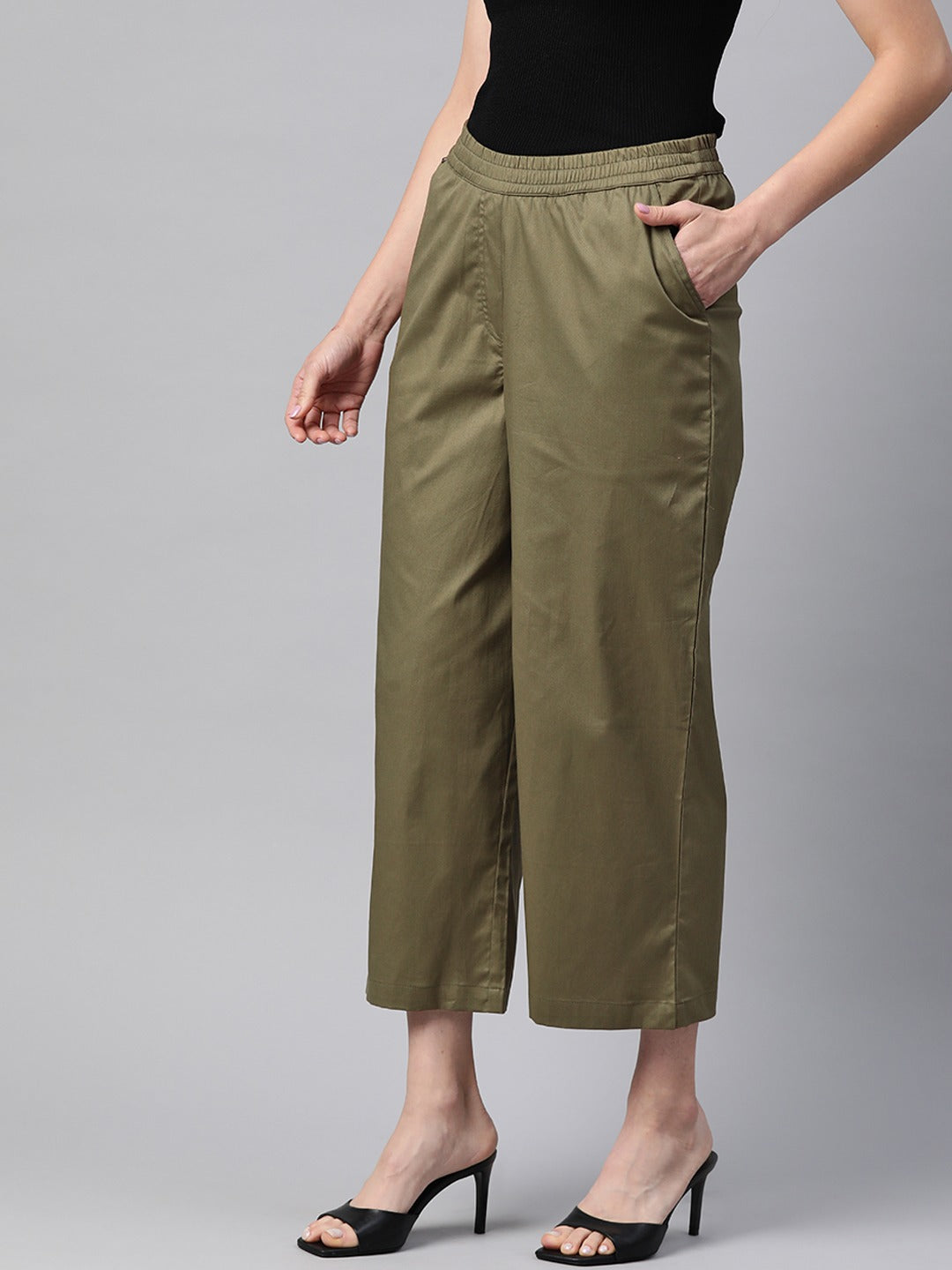 Cotton Lycra Fabric Olive Color Trouser