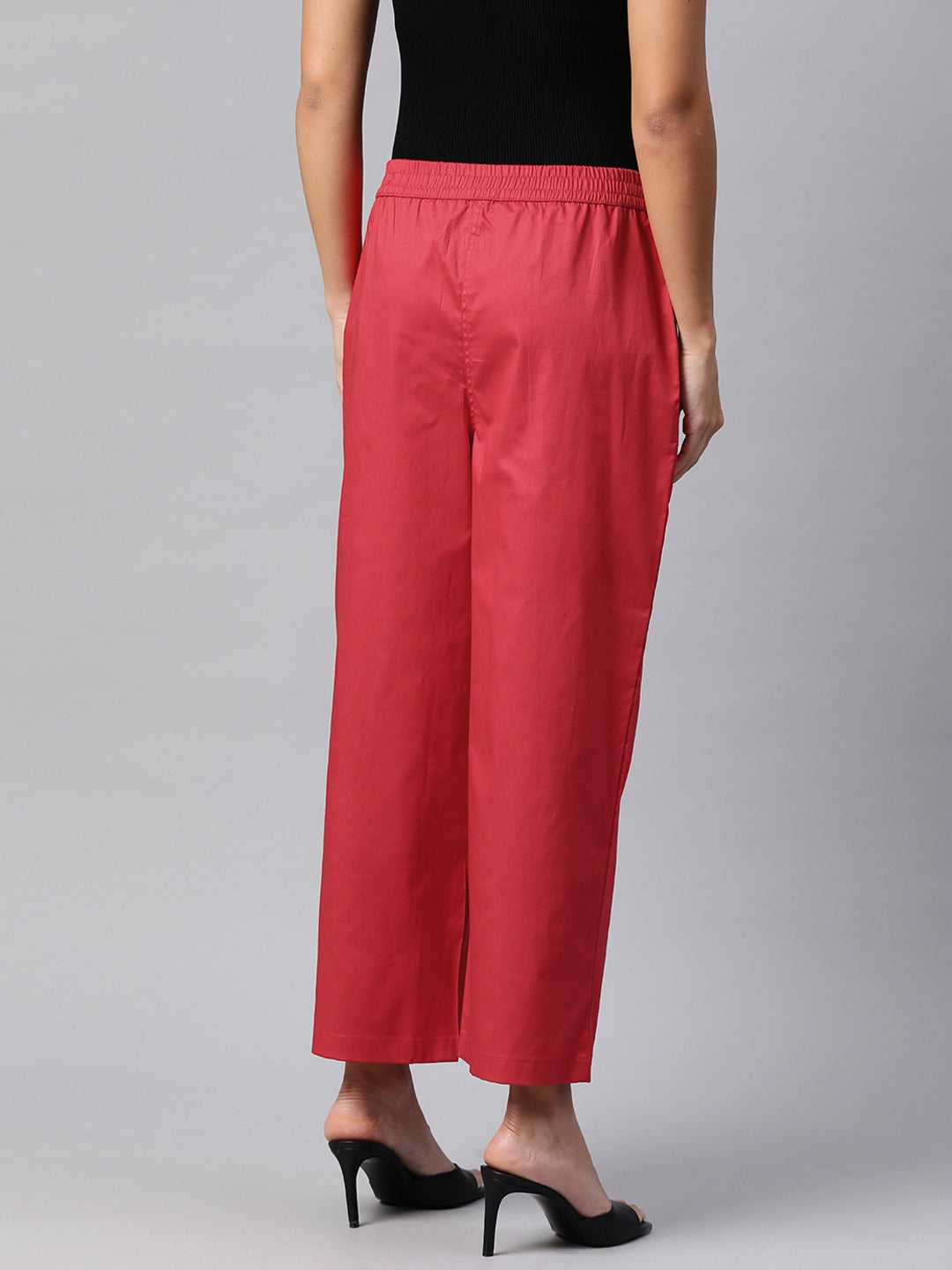 Cotton Lycra Fabric Red Color Trouser