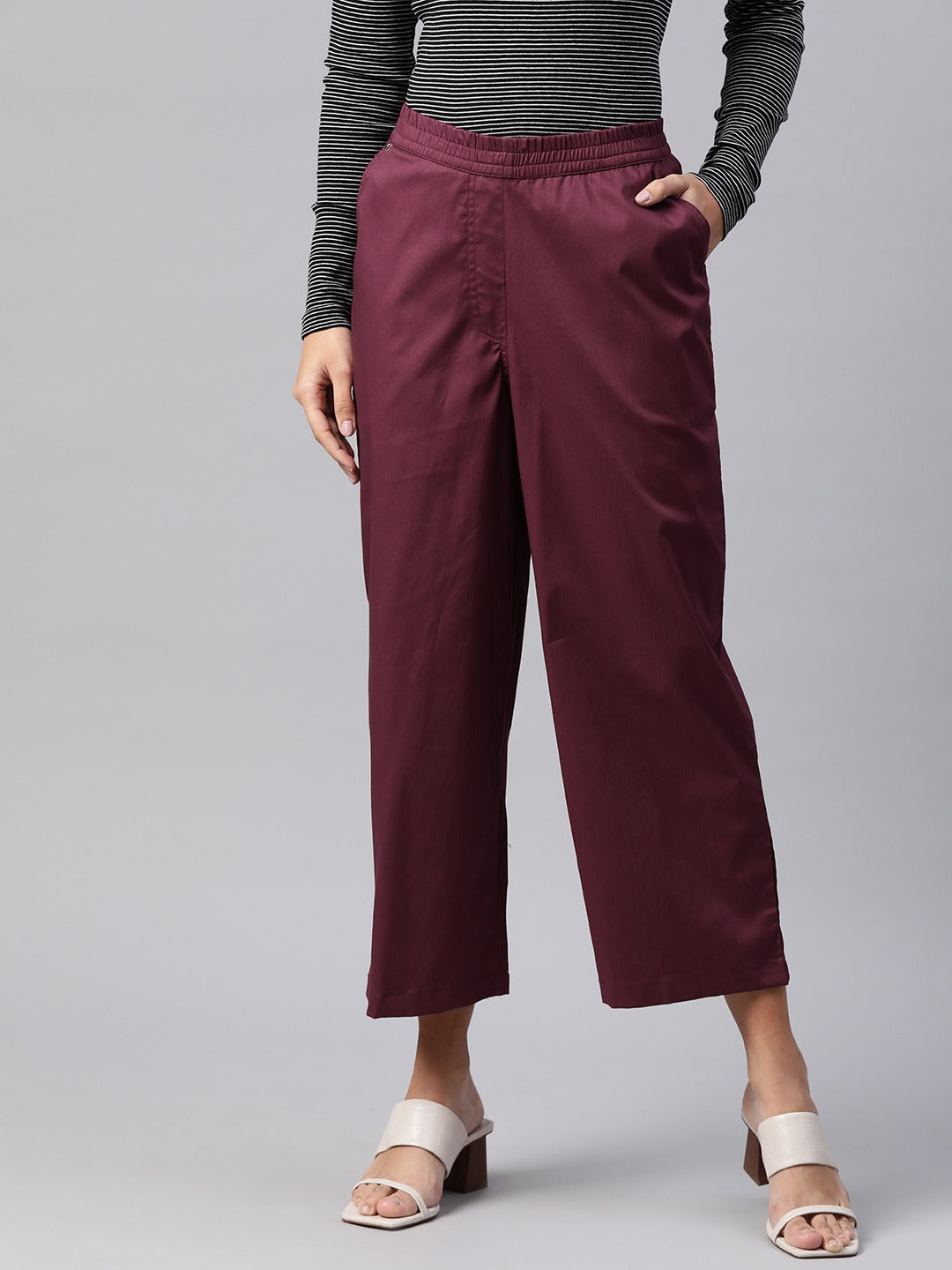 Cotton Lycra Fabric Burgundy Color Trouser