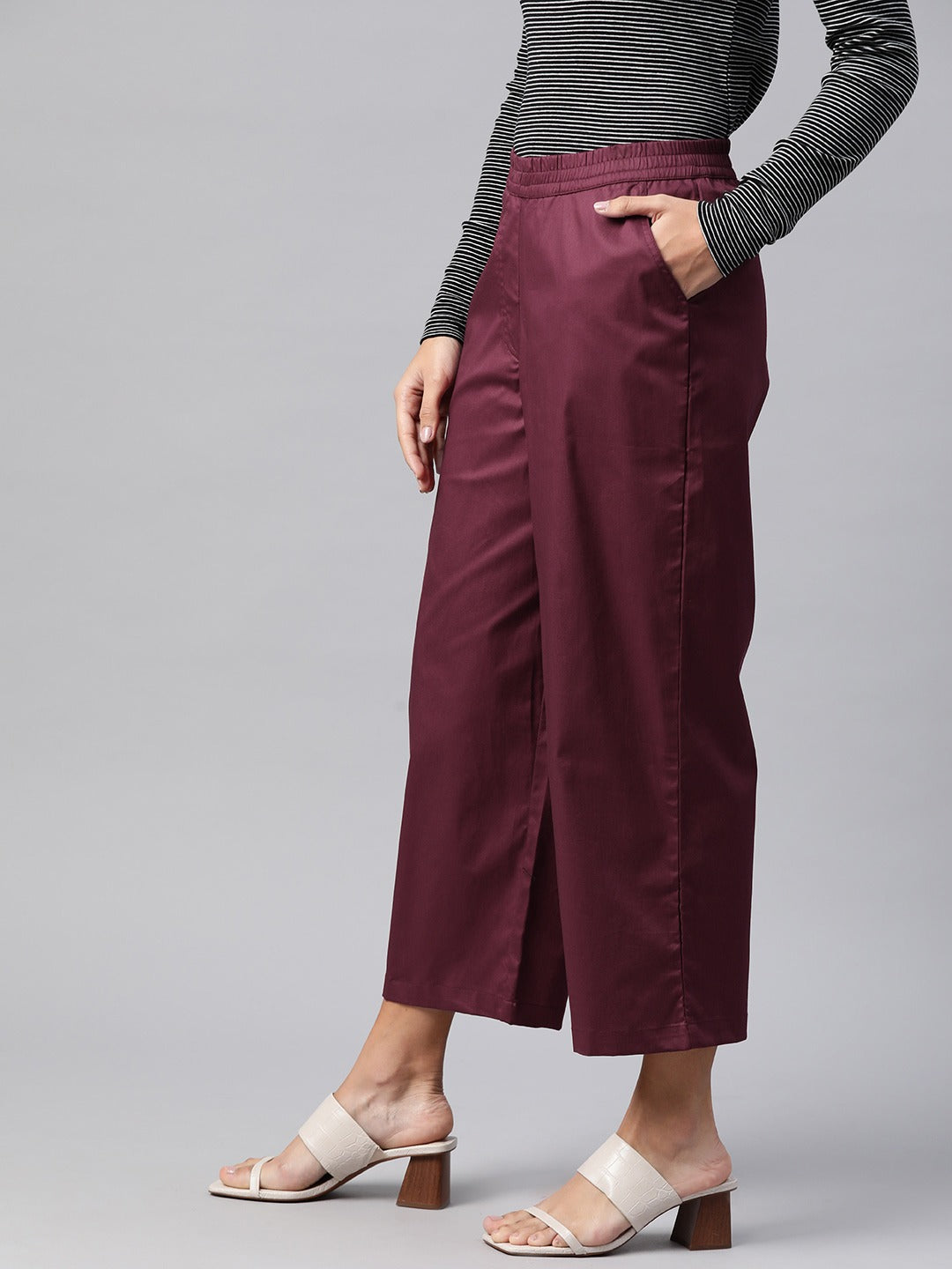 Cotton Lycra Fabric Burgundy Color Trouser