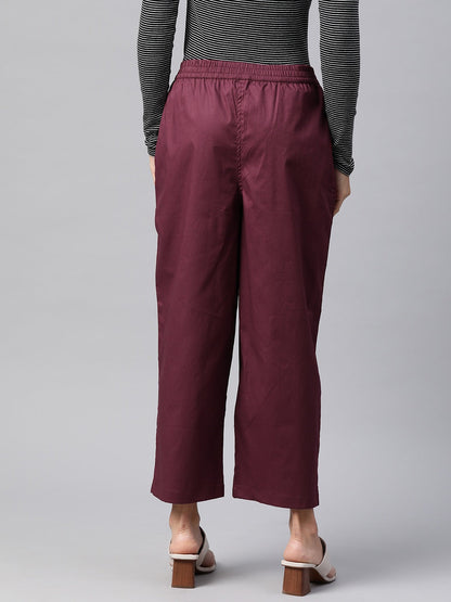 Cotton Lycra Fabric Burgundy Color Trouser