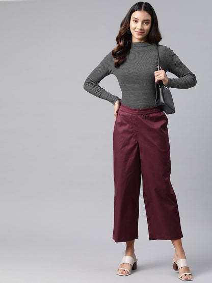 Cotton Lycra Fabric Burgundy Color Trouser