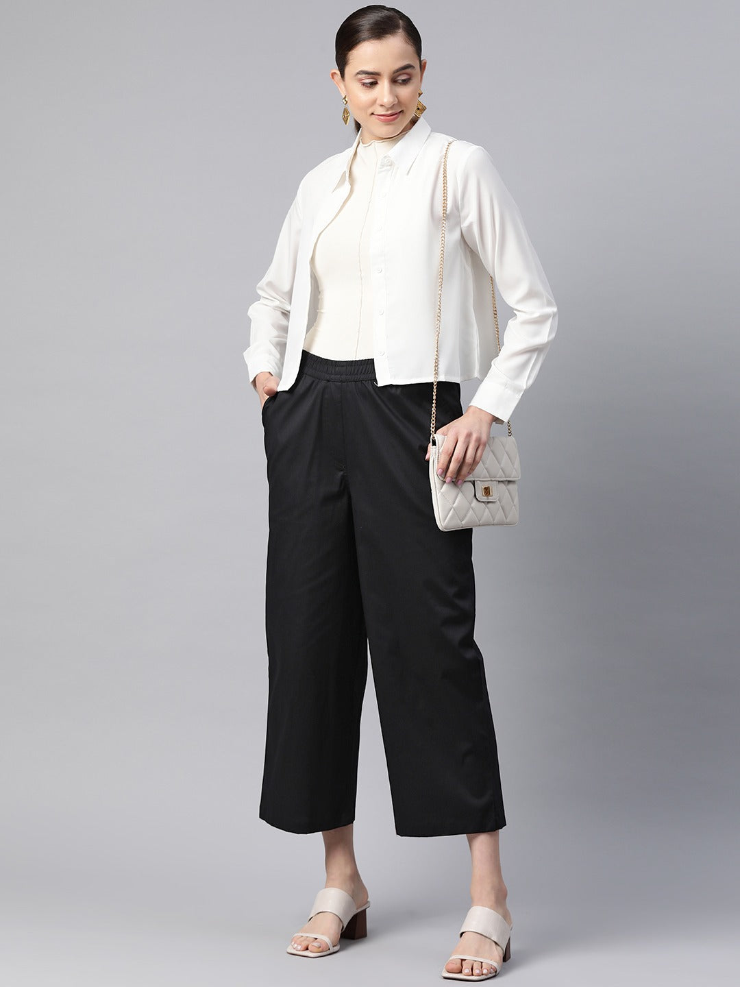 Cotton Lycra Fabric Black Color Trouser