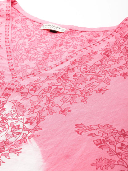 Straight Style Cotton Fabric Peach Color Kurta