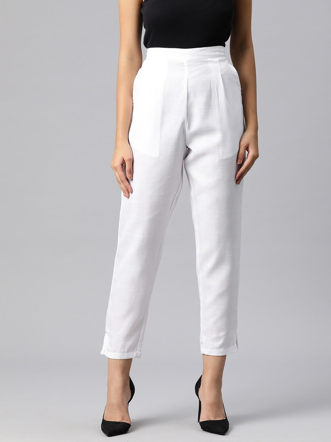 Cotton Blended Fabric White Color Palazzo