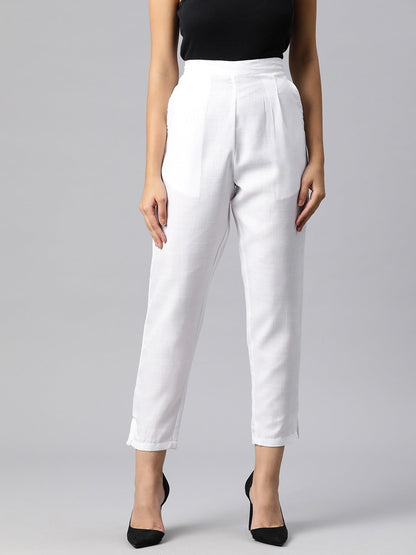 Cotton Blended Fabric White Color Palazzo