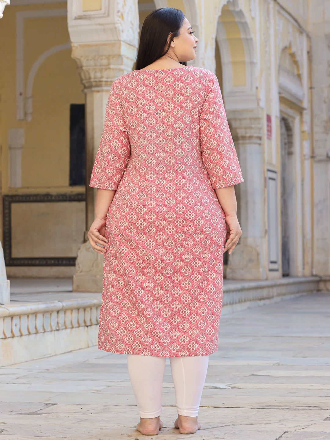 Straight Style Cotton Fabric Magenta Color Kurta