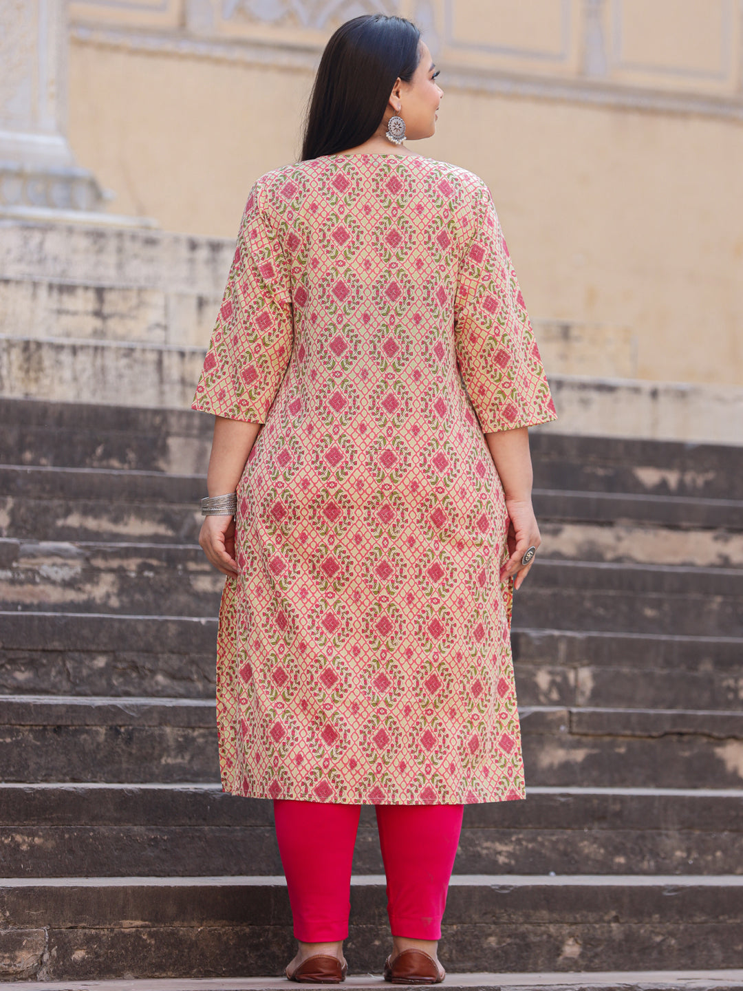 Straight Style Cotton Fabric Multi Color Kurta