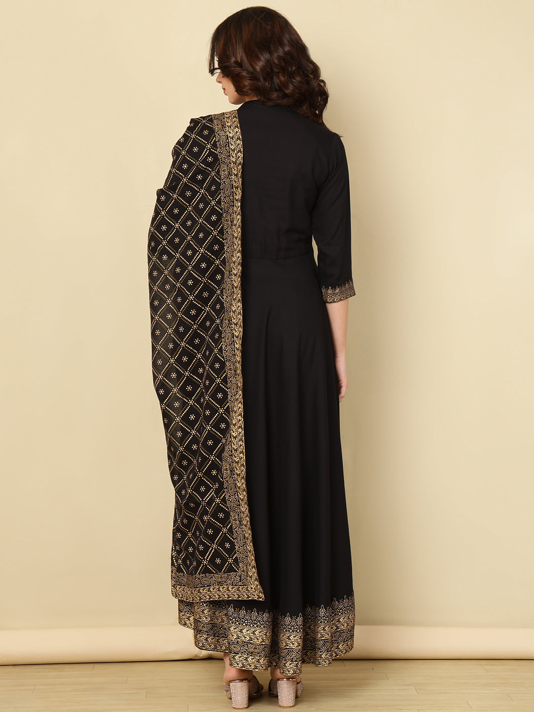 Rayon Printed Kurta With Palazzo &amp; Dupatta Set