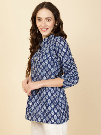 Printed 3/4 Sleeves Regular Pure Cotton Top