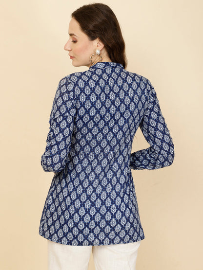 Printed 3/4 Sleeves Regular Pure Cotton Top