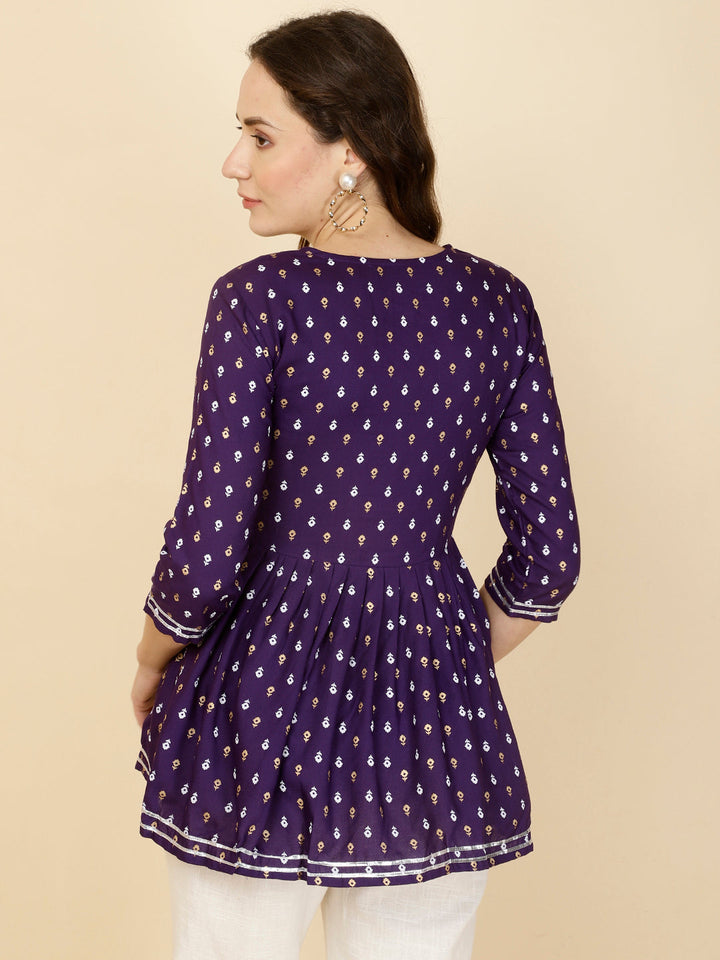 Embroidered 3/4 Sleeves Regular Pure Rayon Top