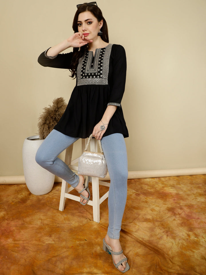 Nishabd black embroidered top – wholesale supplier